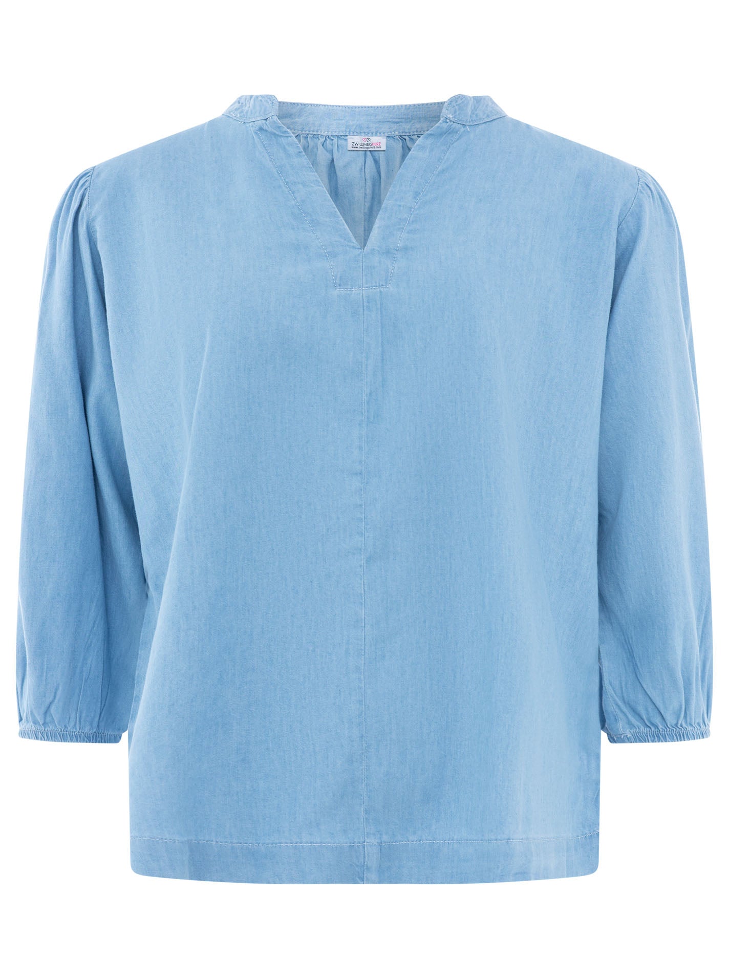 💕 Zwillingsherz Bluse mit 3/4 Arm aus Lyocell Hellblau