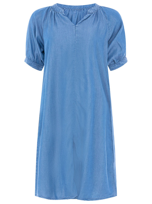💕 Zwillingsherz Blusenkleid aus Lyocell Mittelblau