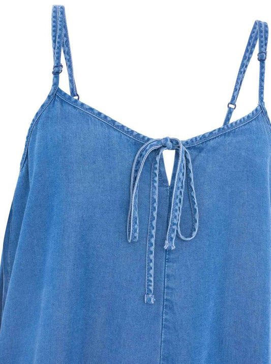 💕 Zwillingsherz Trägerkleid aus Lyocell Mittelblau