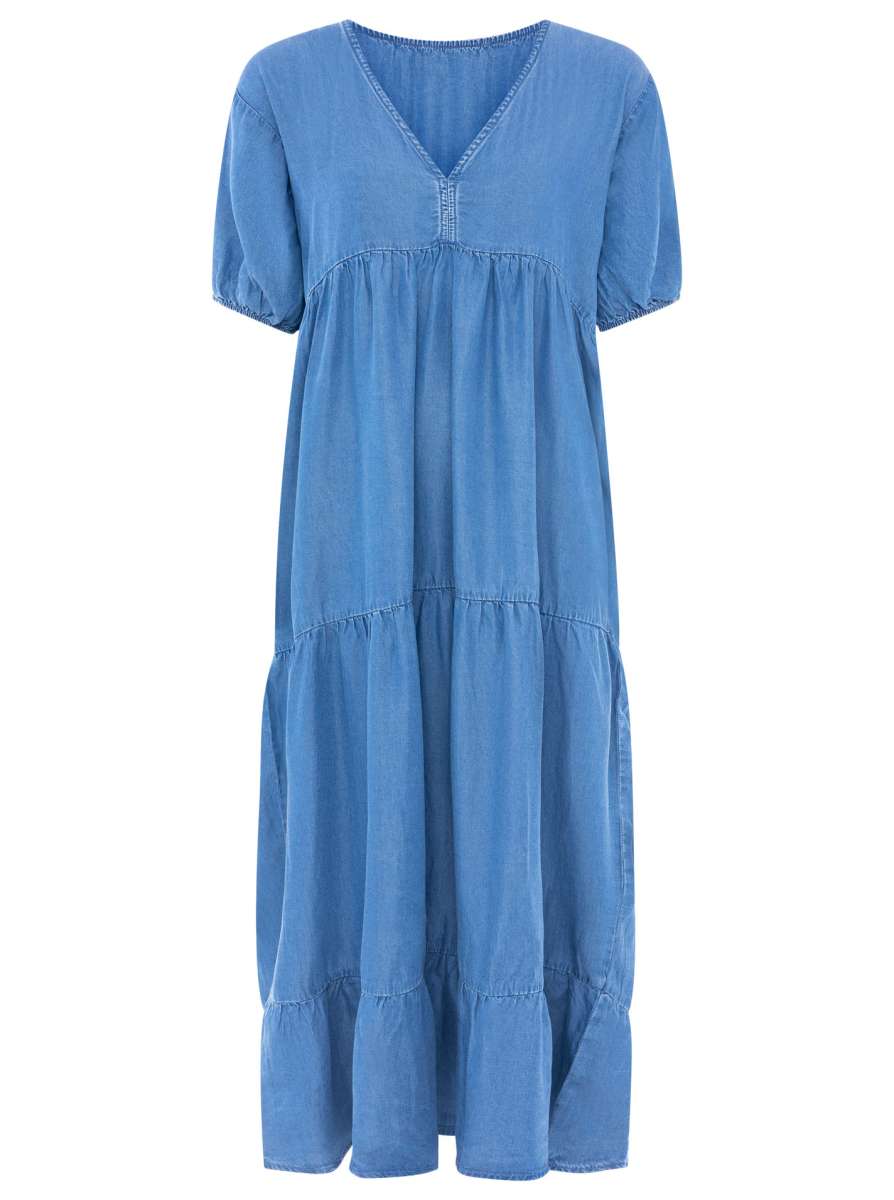 💕 Zwillingsherz Maxikleid aus Lyocell Mittelblau