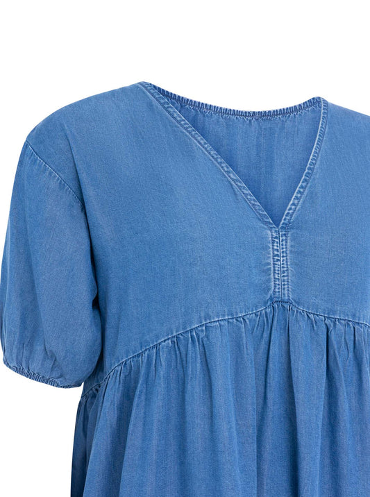 💕 Zwillingsherz Maxikleid aus Lyocell Mittelblau
