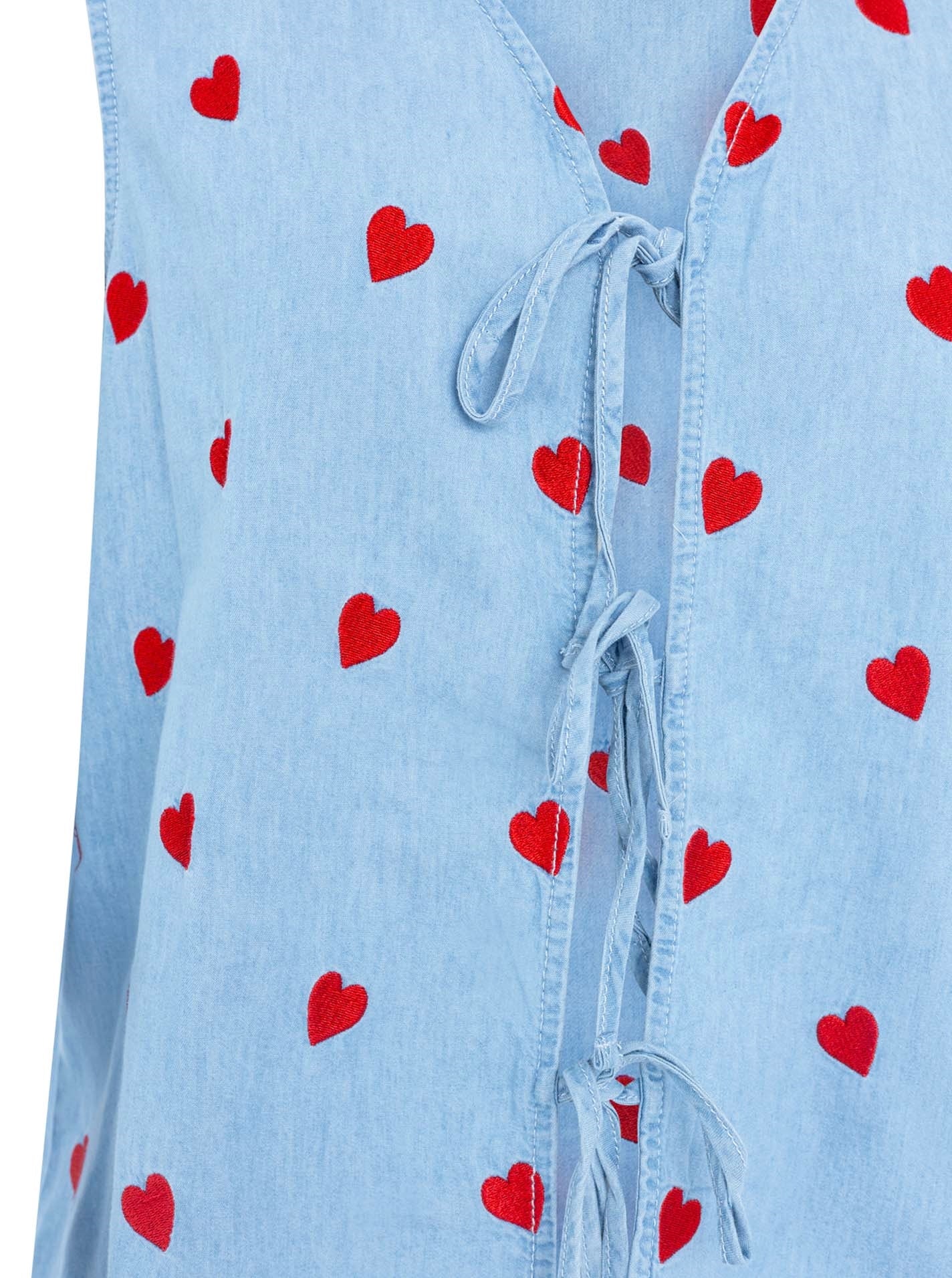 💕 Zwillingsherz Weste mit Stickerei aus Lyocell Hellblau