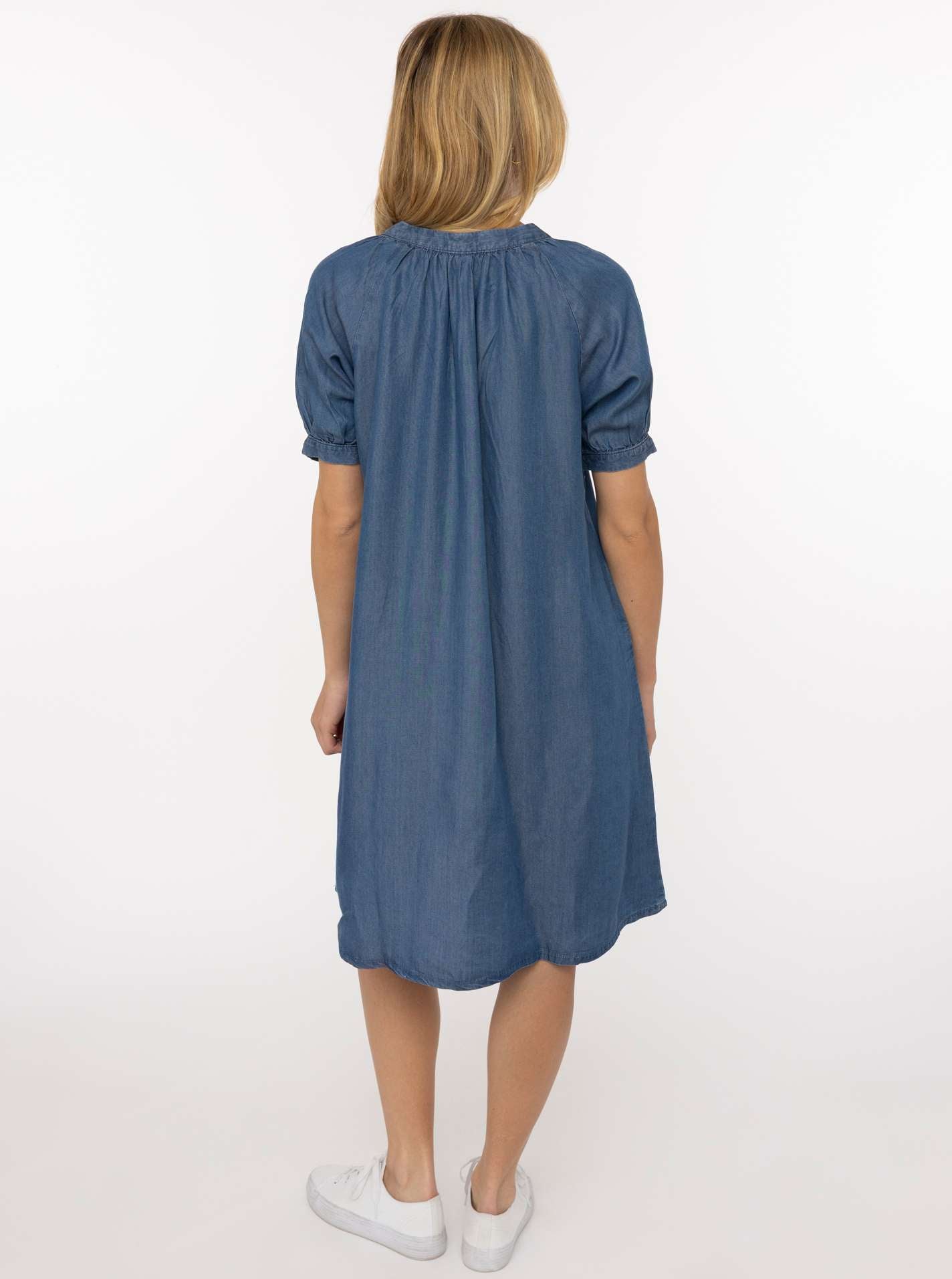 💕 Zwillingsherz Blusenkleid aus Lyocell Mittelblau