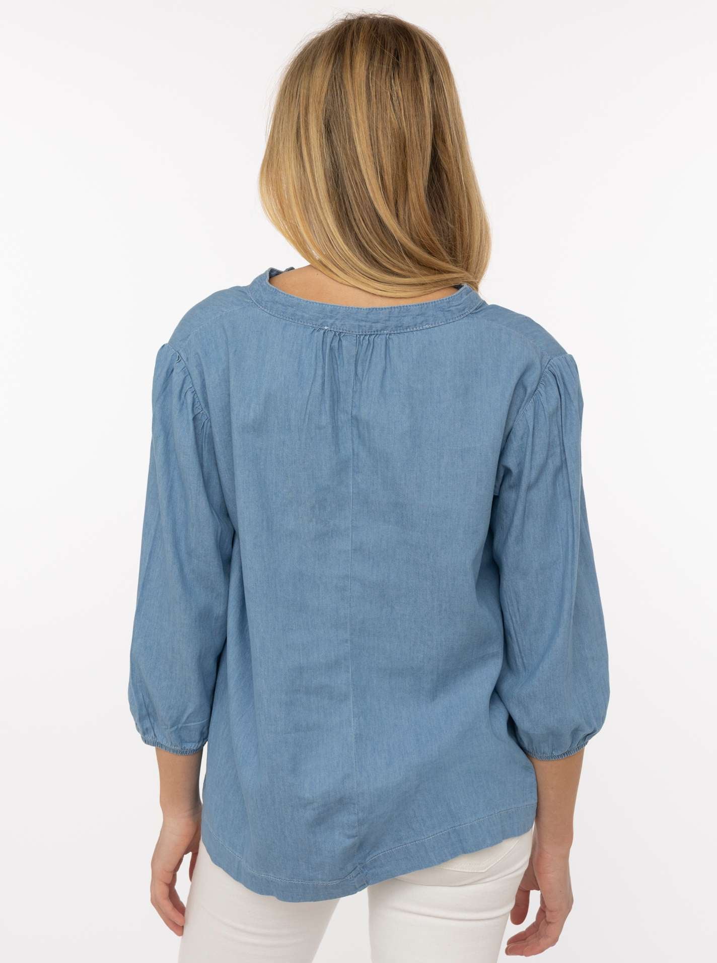 💕 Zwillingsherz Bluse mit 3/4 Arm aus Lyocell Hellblau