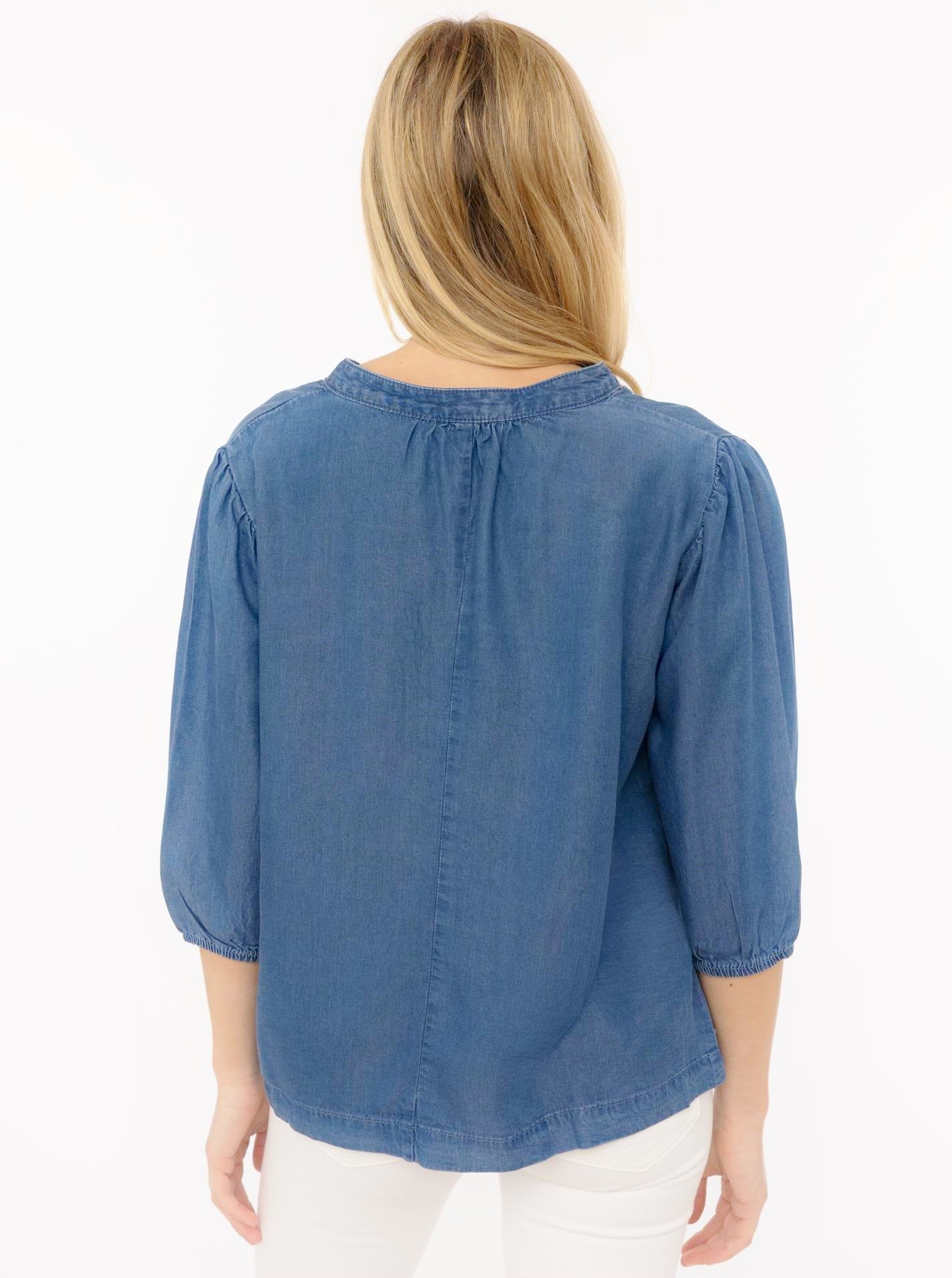 💕 Zwillingsherz Bluse mit 3/4 Arm aus Lyocell Mittellblau