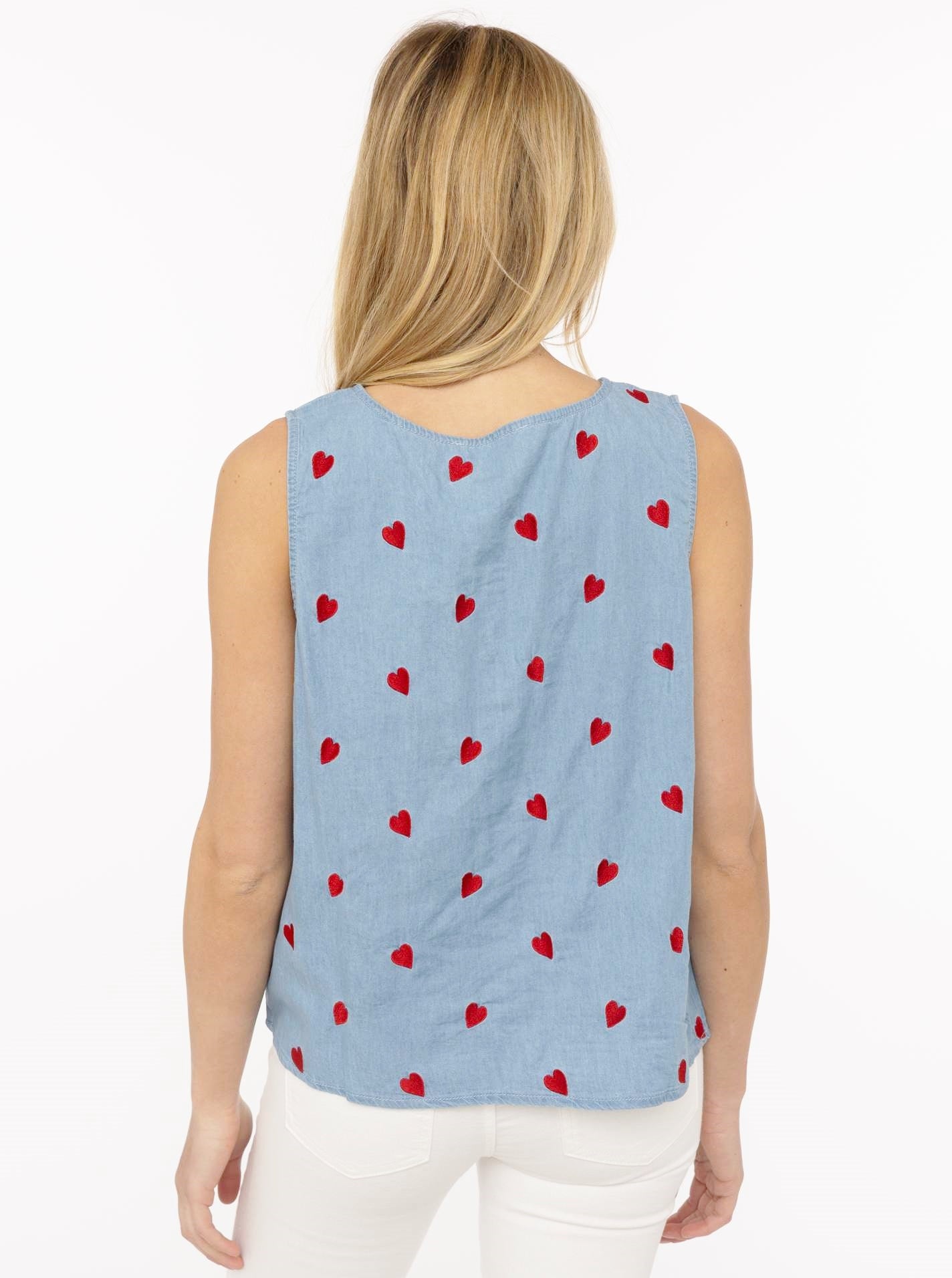 💕 Zwillingsherz Weste mit Stickerei aus Lyocell Hellblau
