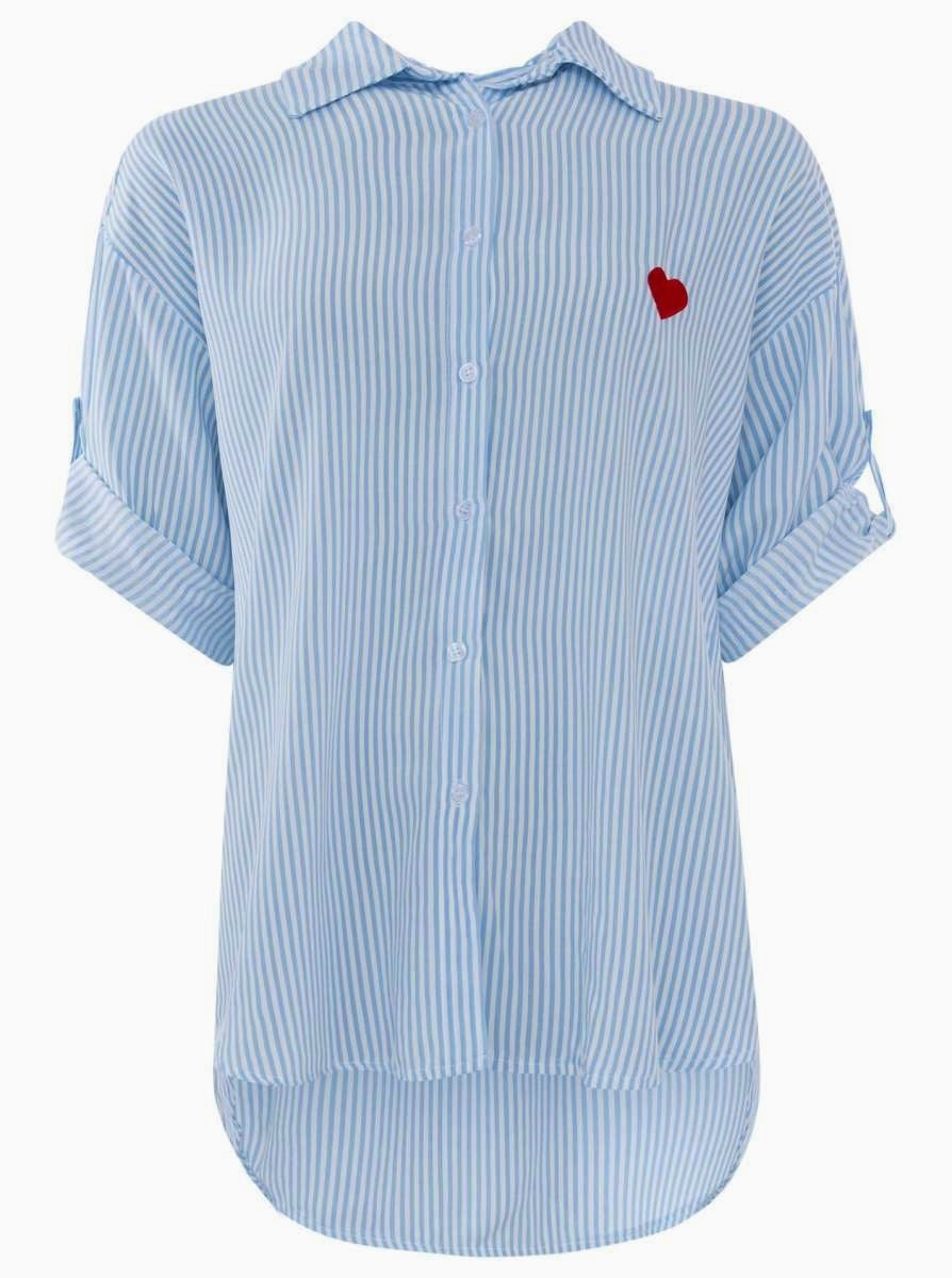 💕 Zwillingsherz Bluse "Streifen & Herz" Hellblau
