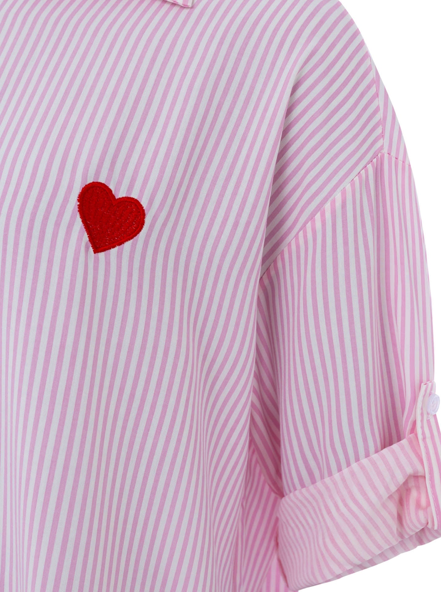 💕 Zwillingsherz Bluse "Streifen & Herz" Rosa