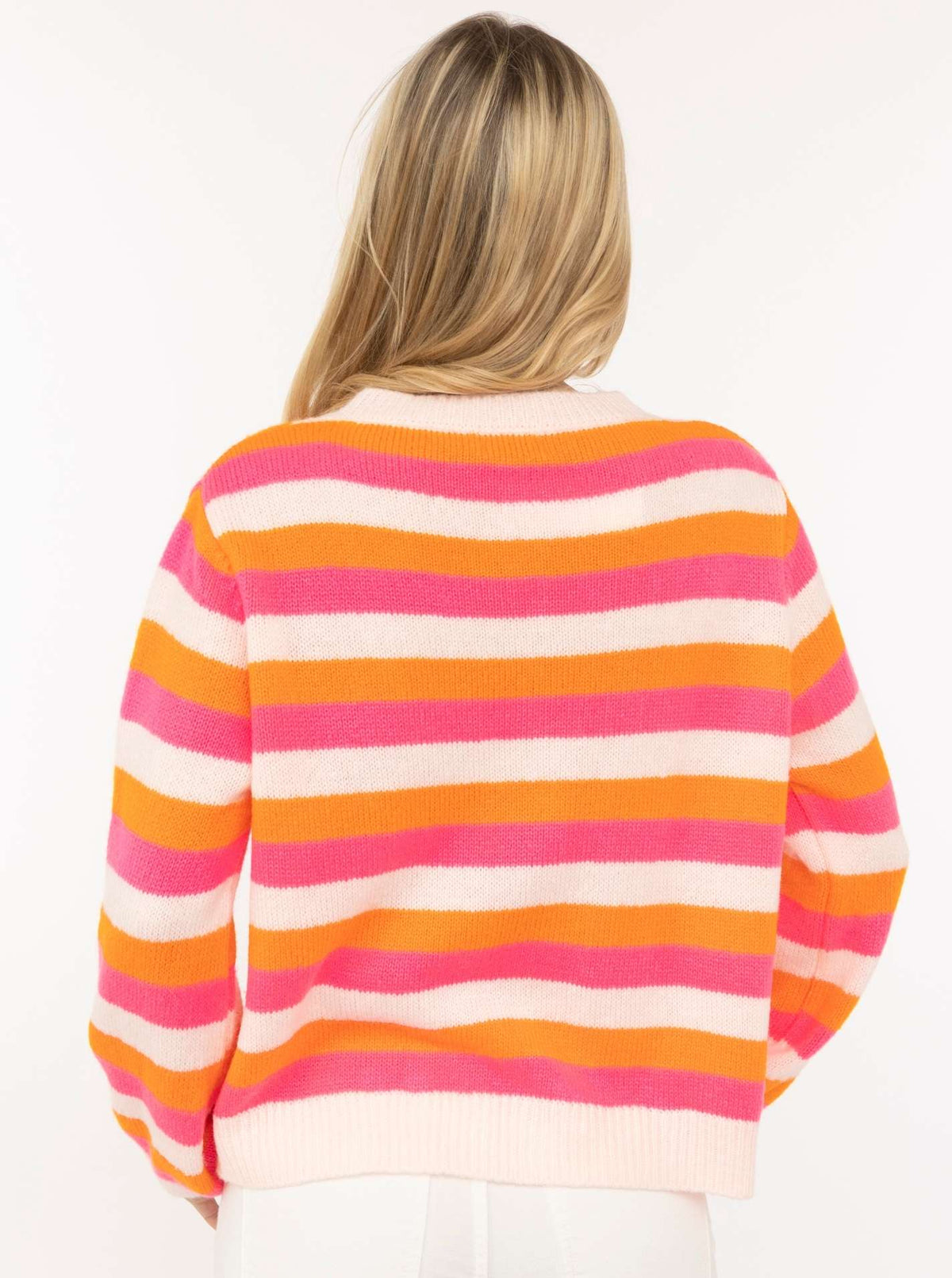 💕 Zwillingsherz Cardigan Wollmix "Bunte Streifen" Pink