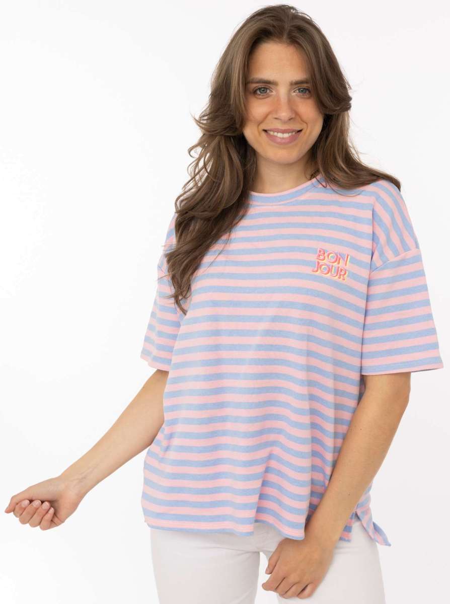 💕 Zwillingsherz Shirt Sweat "Bonjour" Rosa