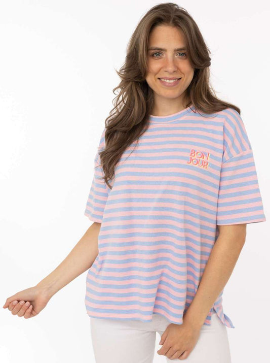 💕 Zwillingsherz Shirt Sweat "Bonjour" Rosa