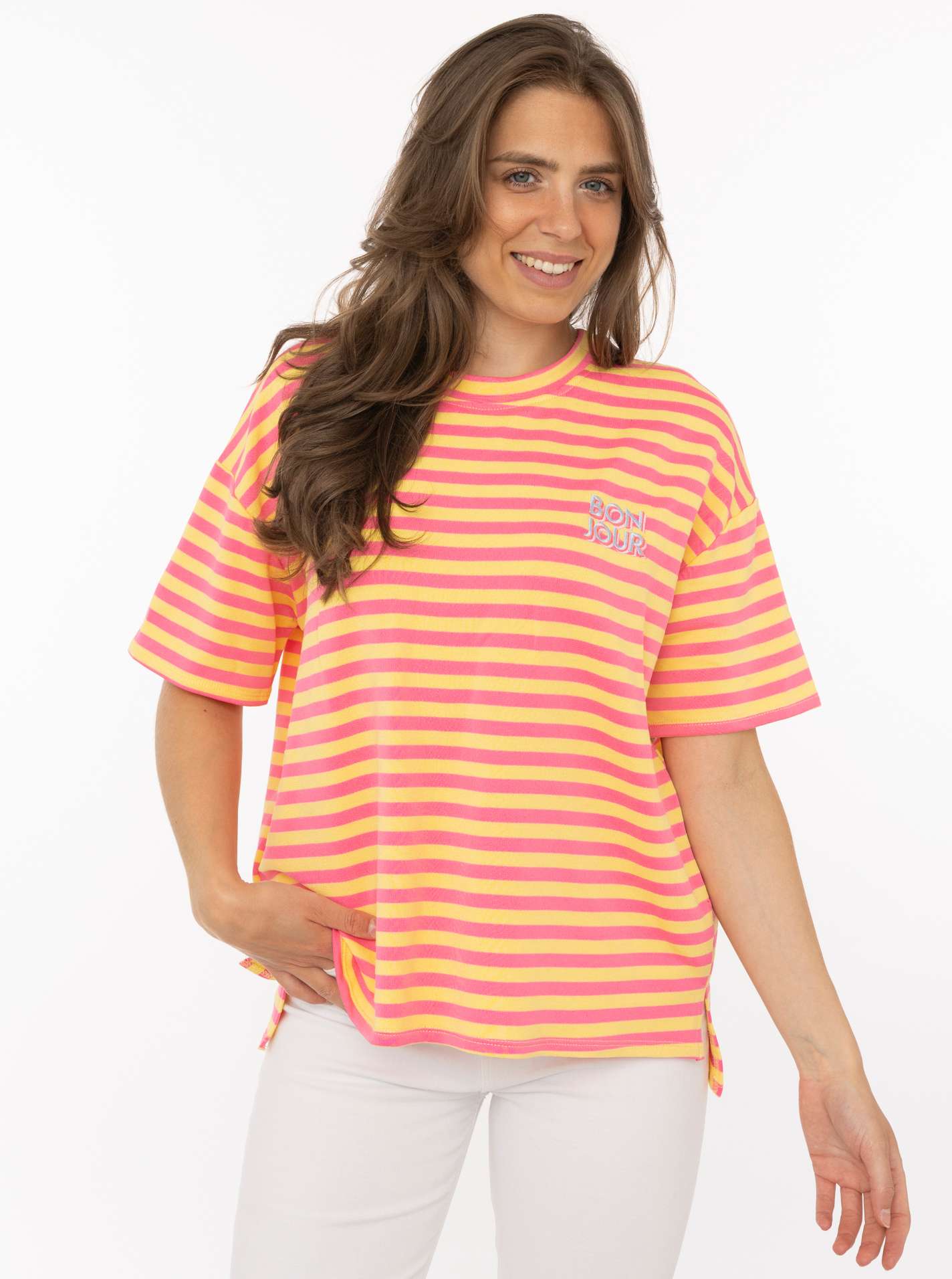 💕 Zwillingsherz Shirt Sweat "Bonjour" Orange