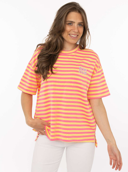 💕 Zwillingsherz Shirt Sweat "Bonjour" Orange