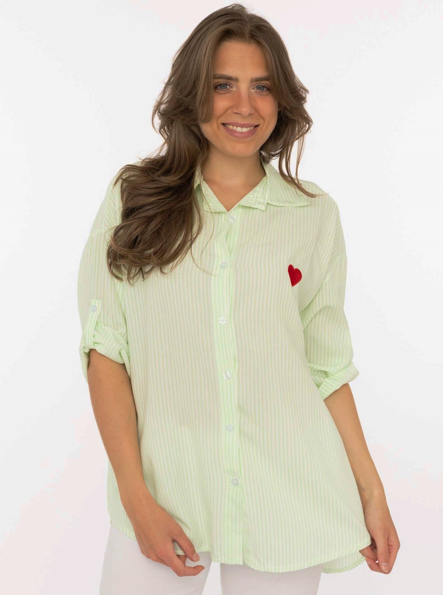 💕 Zwillingsherz Bluse "Streifen & Herz" Grün