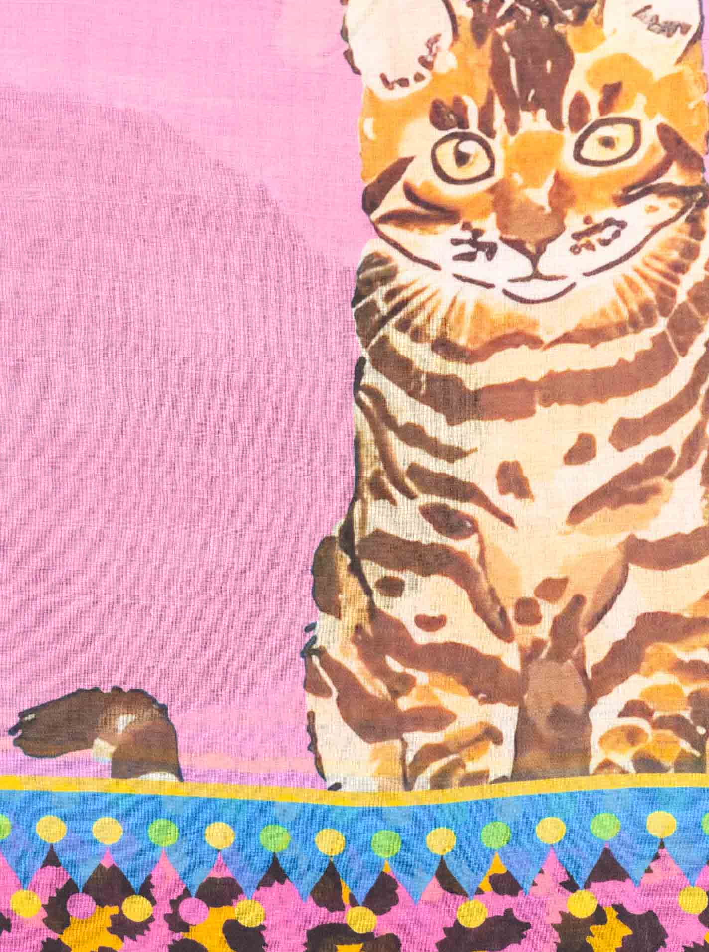 💕 Zwillingsherz Tuch Viskose Mix "Cats" Pink