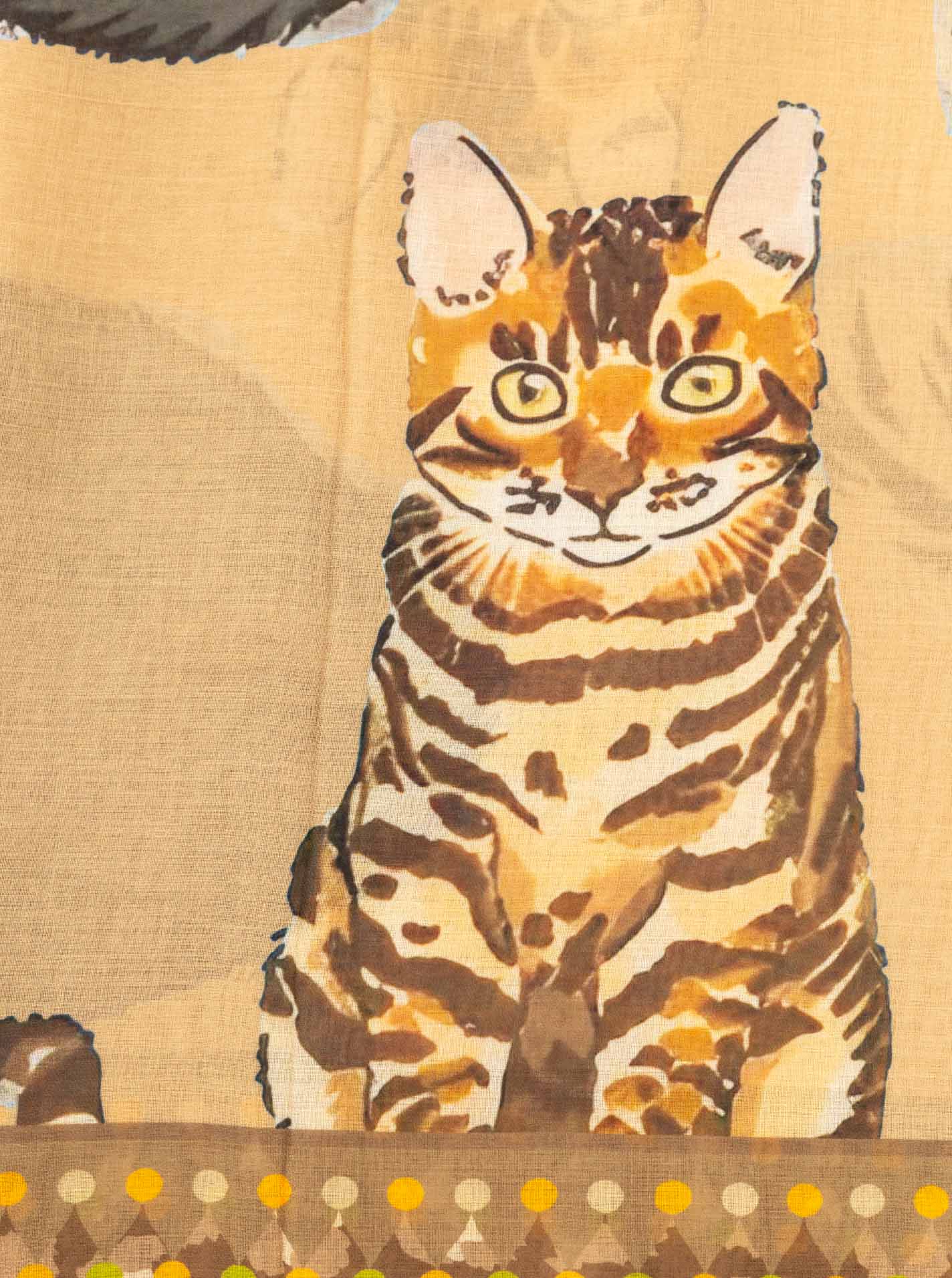💕 Zwillingsherz Tuch Viskose Mix "Cats" Beige