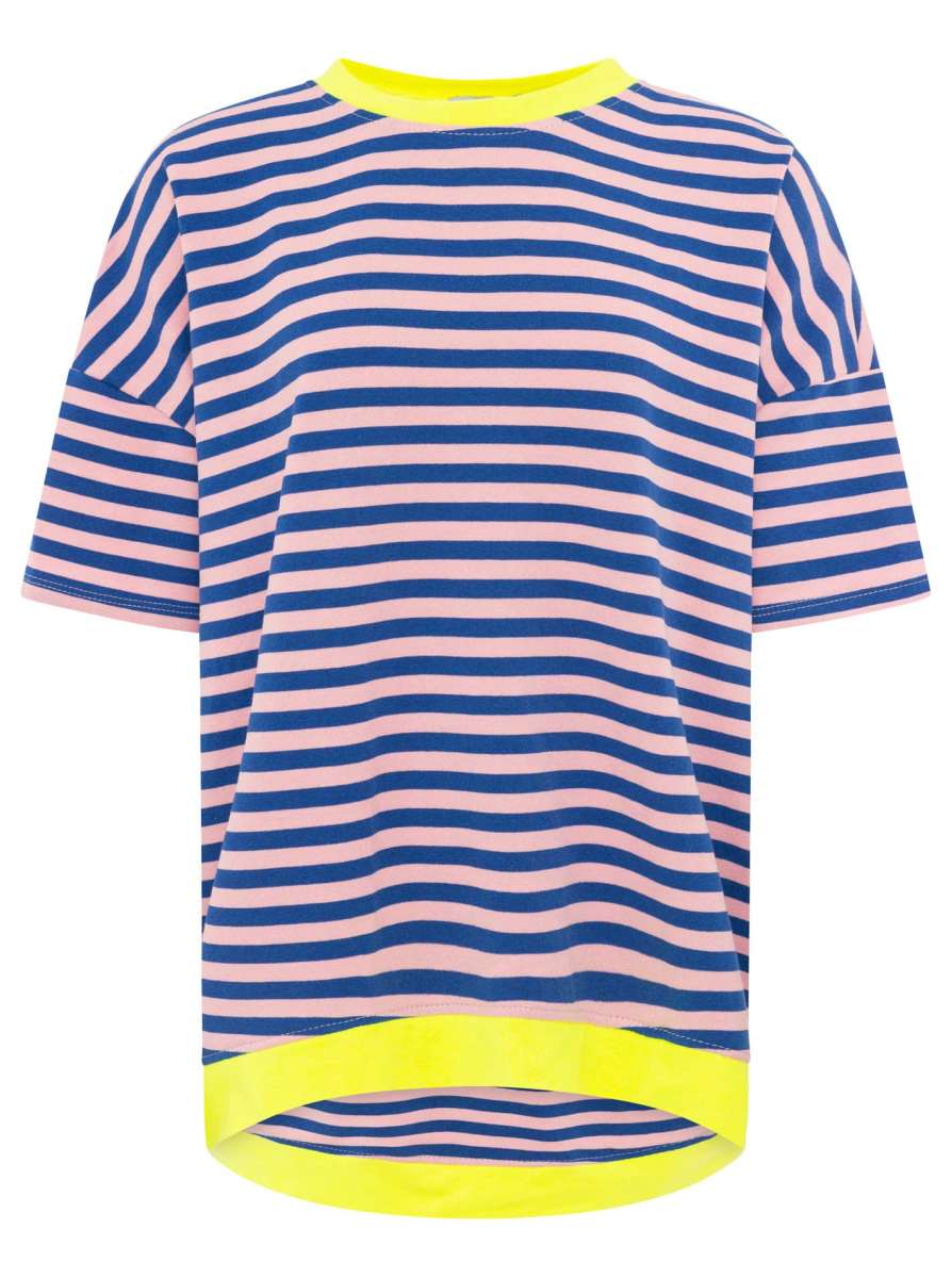 💕 Zwillingsherz Oversize Shirt "Neon Streifen" Blau