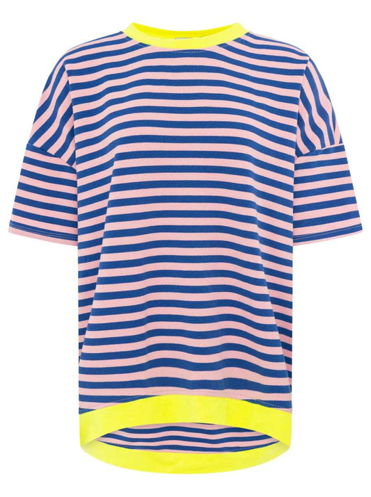 💕 Zwillingsherz Oversize Shirt "Neon Streifen" Blau