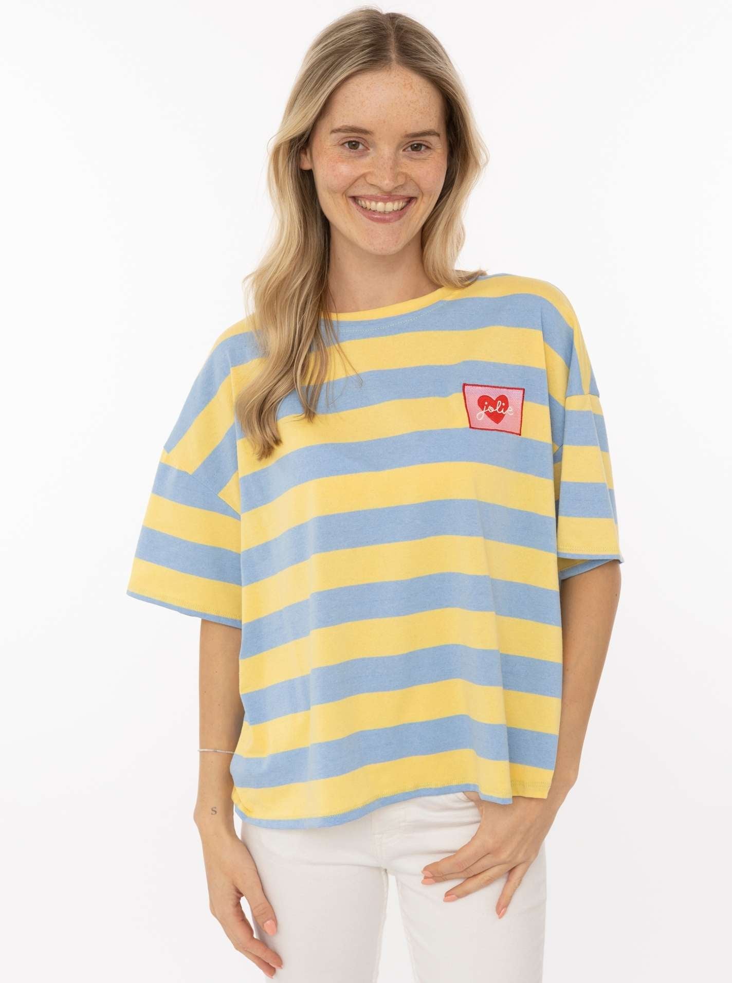💕 Zwillingsherz Shirt Sweat "Jolie" Hellblau Gelb