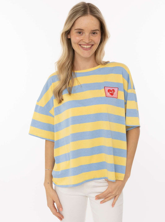 💕 Zwillingsherz Shirt Sweat "Jolie" Hellblau Gelb