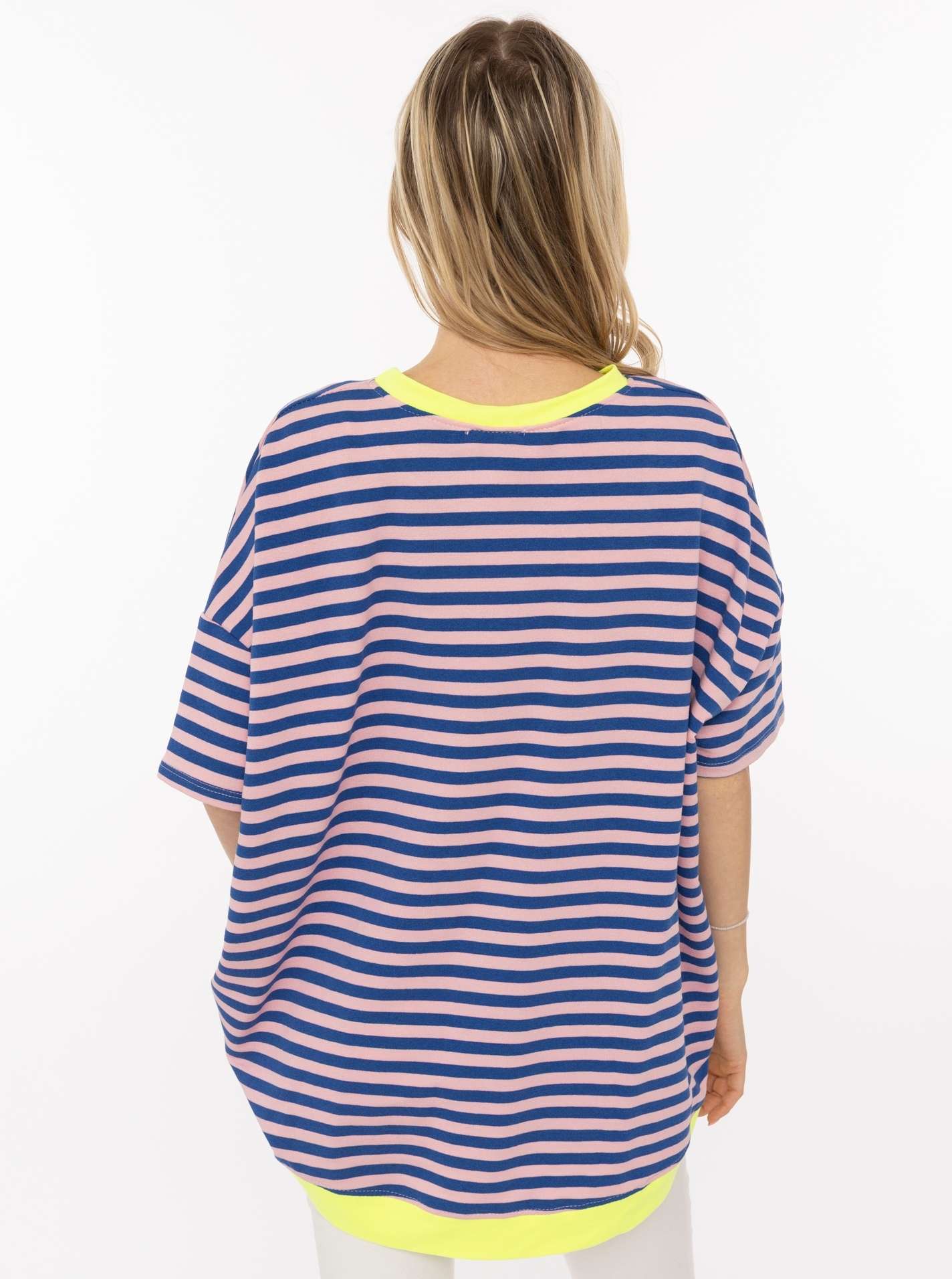 💕 Zwillingsherz Oversize Shirt "Neon Streifen" Blau