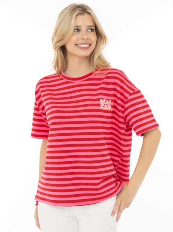 💕 Zwillingsherz Shirt Sweat "Bonjour" Rot