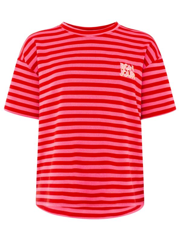 💕 Zwillingsherz Shirt Sweat "Bonjour" Rot