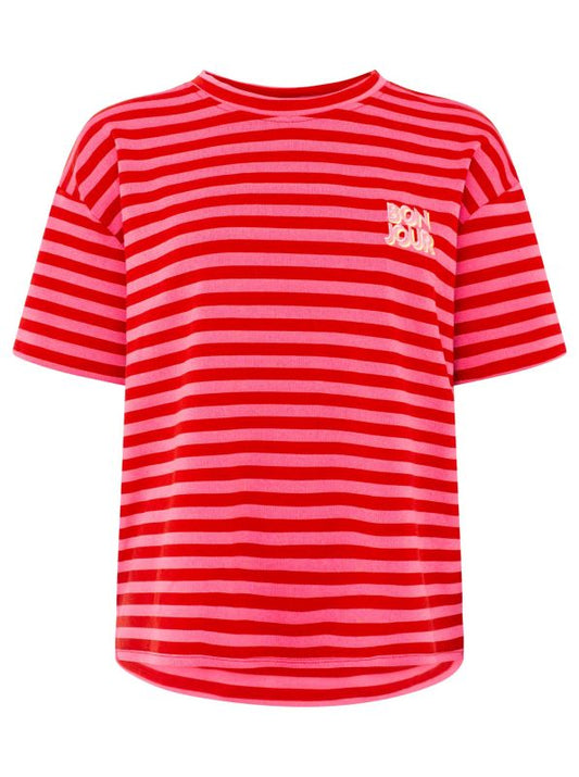 💕 Zwillingsherz Shirt Sweat "Bonjour" Rot