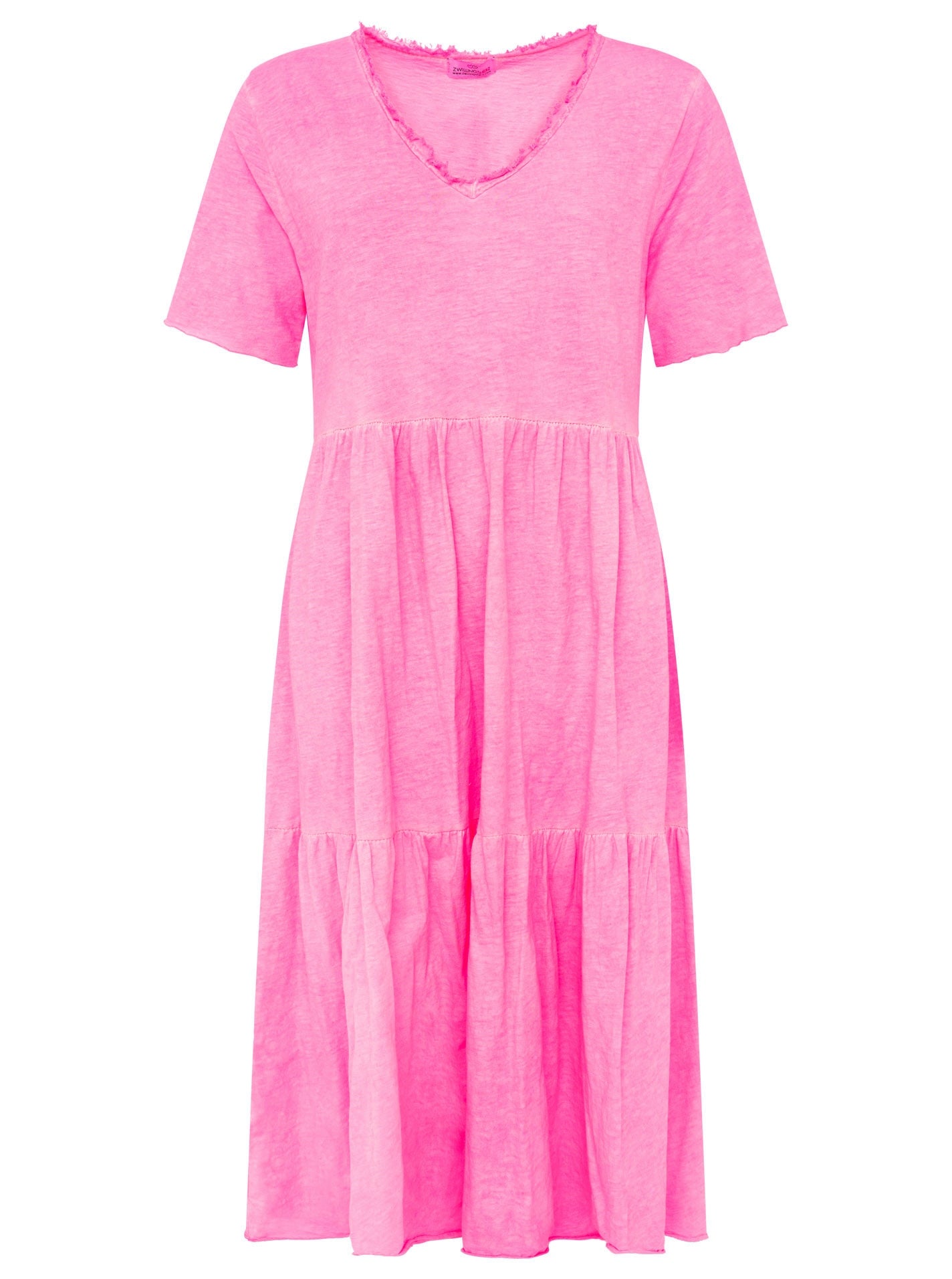 💕 Zwillingsherz Maxikleid BW "Washed Out" Neonpink
