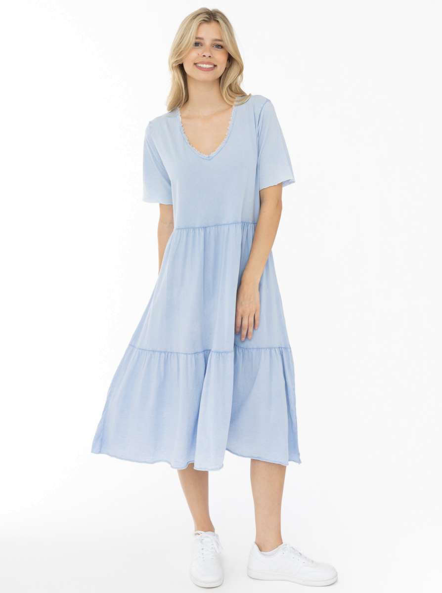 💕 Zwillingsherz Maxikleid BW "Washed Out" Hellblau