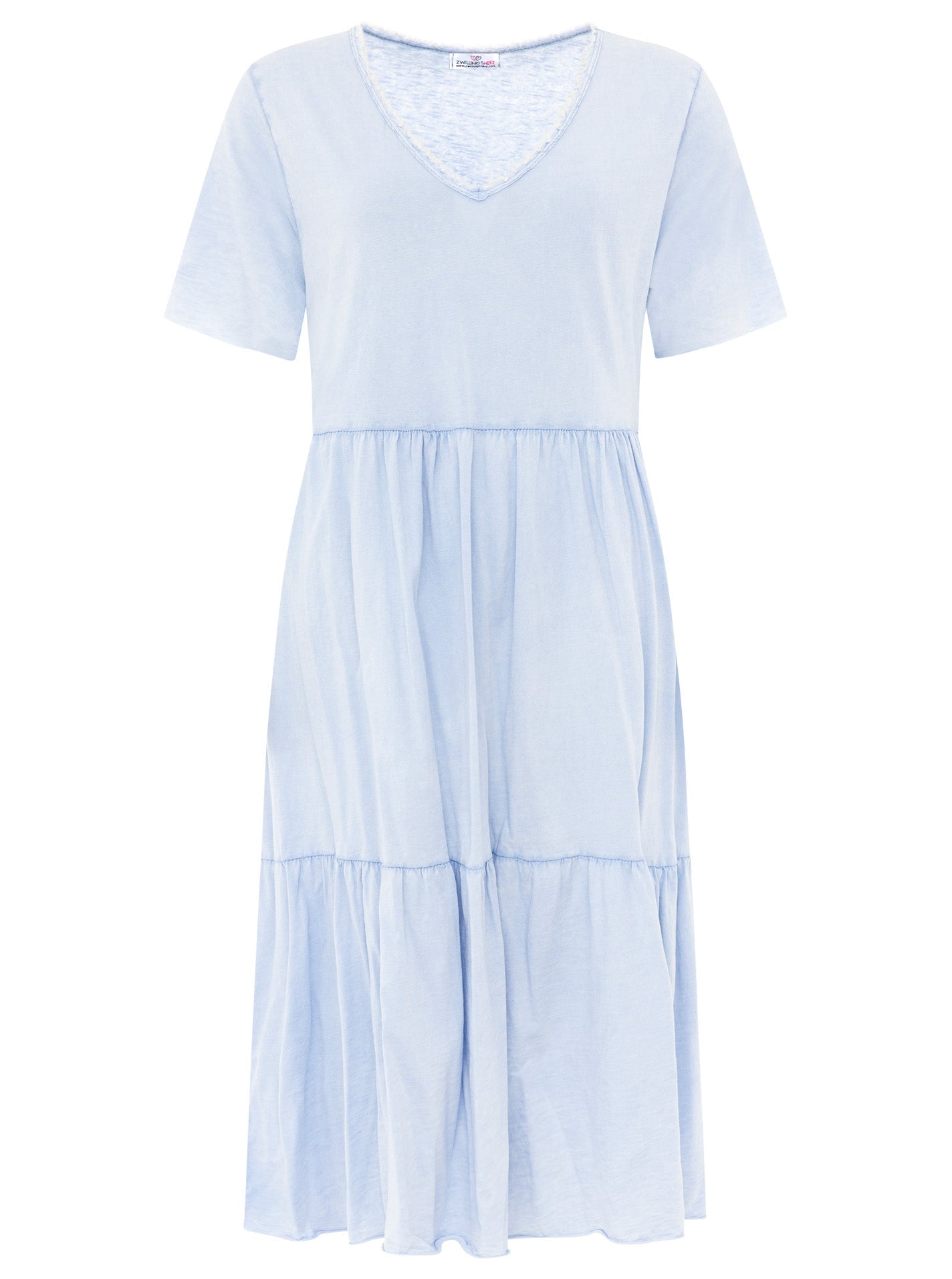 💕 Zwillingsherz Maxikleid BW "Washed Out" Hellblau