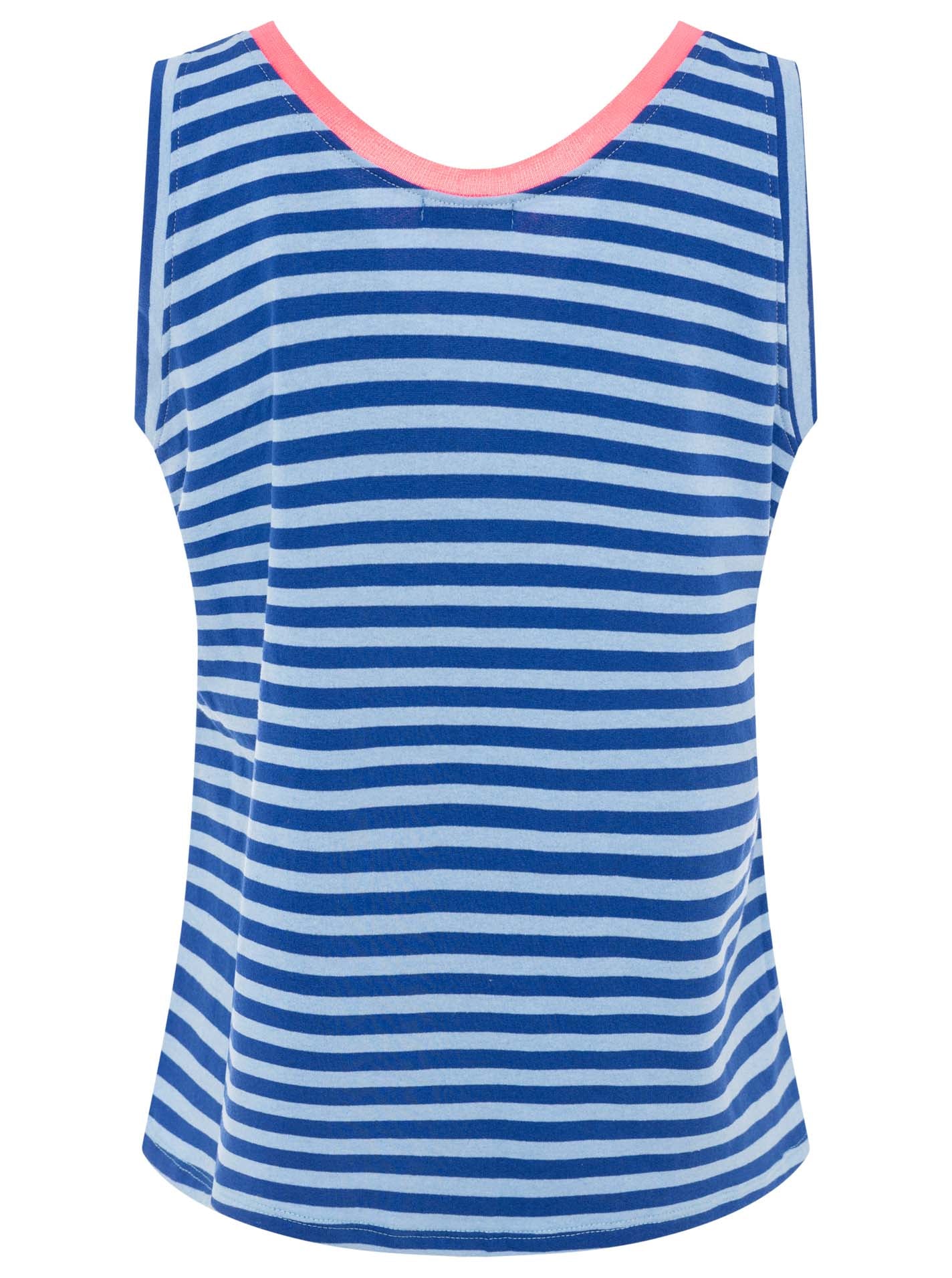 💕 Zwillingsherz Oversize Sweat Tank Top "Neon Stripes & Patch" Blau-Hellblau