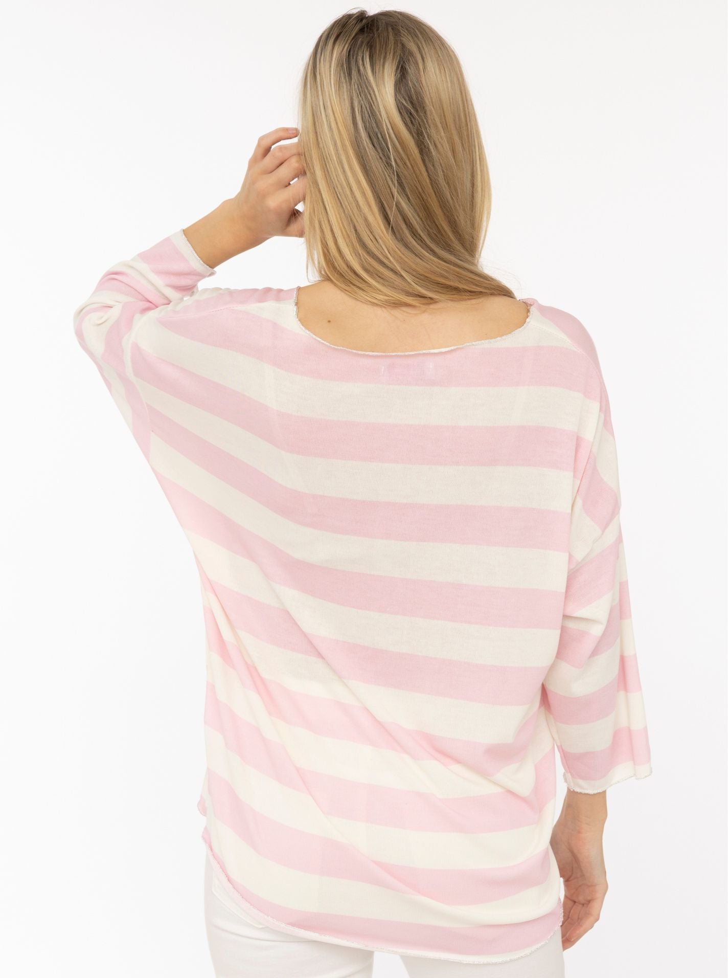 💕 Zwillingsherz Viskose Oversize Shirt "Streifen" Viskose Rosa