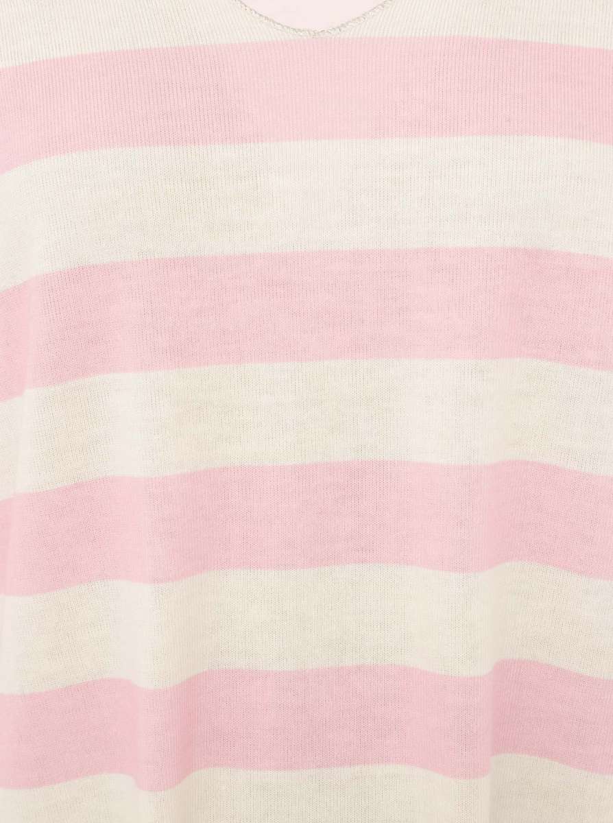 💕 Zwillingsherz Viskose Oversize Shirt "Streifen" Viskose Rosa