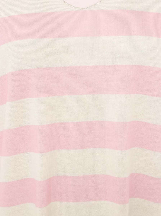 💕 Zwillingsherz Viskose Oversize Shirt "Streifen" Viskose Rosa