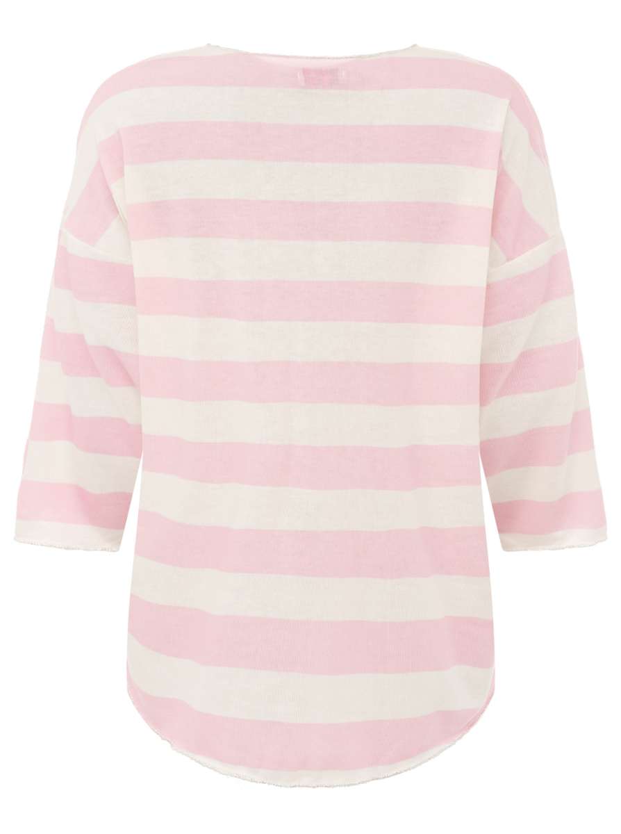 💕 Zwillingsherz Viskose Oversize Shirt "Streifen" Viskose Rosa