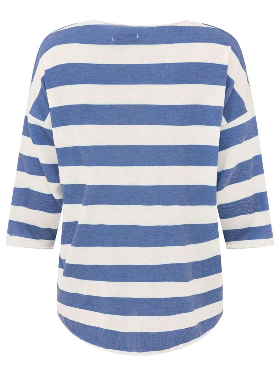 💕 Zwillingsherz Viskose Oversize Shirt "Streifen" Viskose Jeansblau