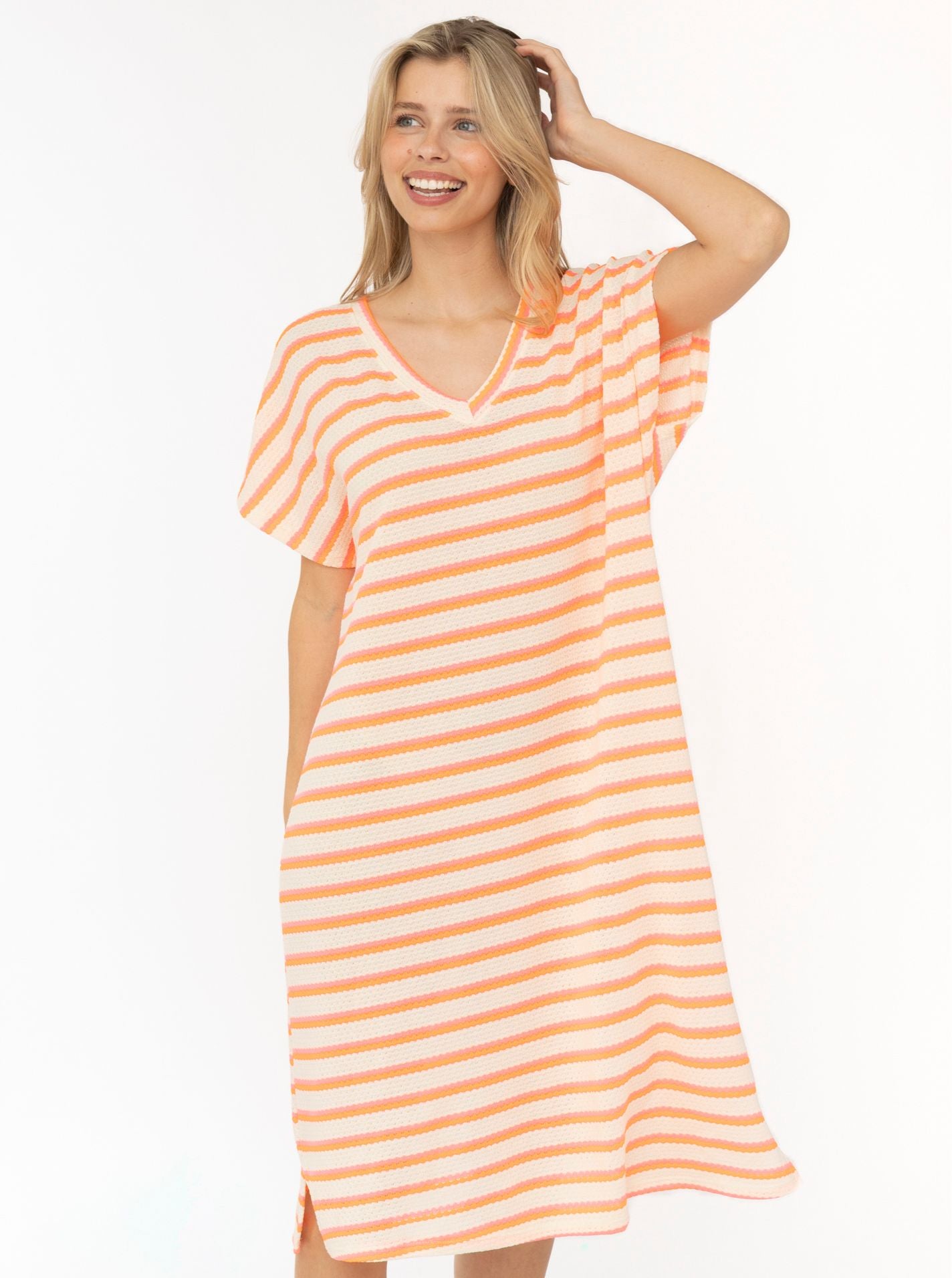 💕 Zwillingsherz Häkelkleid "Summer Lines" Neonorange