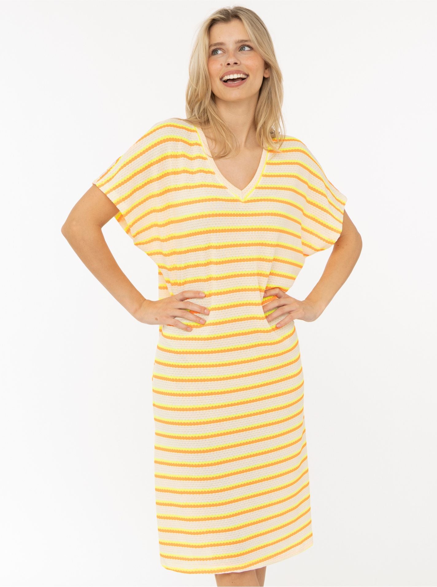 💕 Zwillingsherz Häkelkleid "Summer Lines" Neongelb