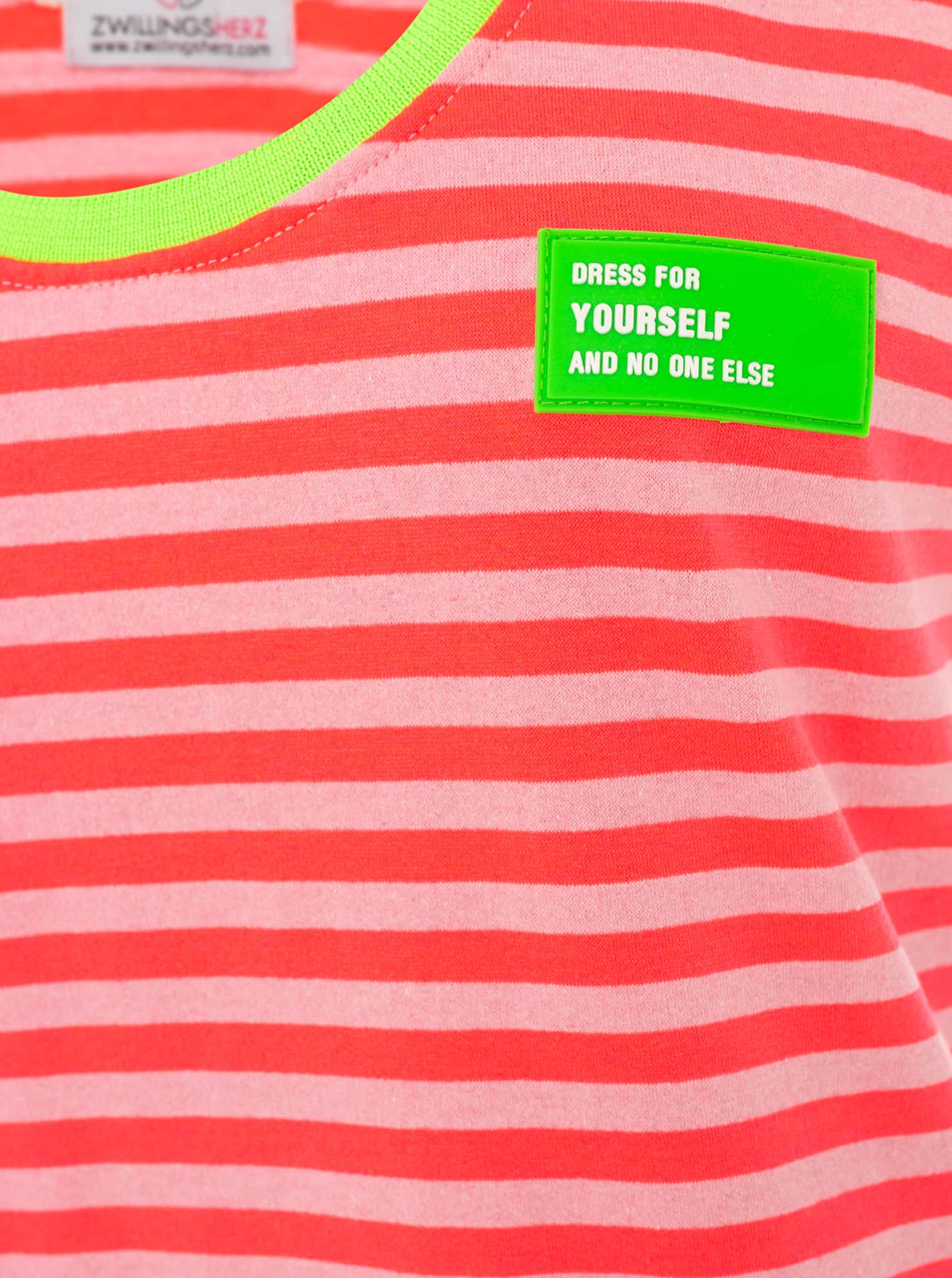 💕 Zwillingsherz Oversize Sweat Tank Top "Neon Stripes & Patch" Neonpink-Rosa