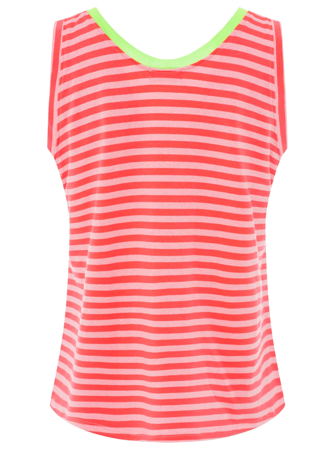 💕 Zwillingsherz Oversize Sweat Tank Top "Neon Stripes & Patch" Neonpink-Rosa