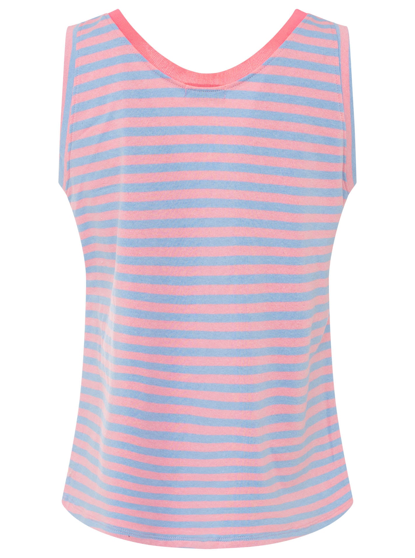 💕 Zwillingsherz Oversize Sweat Tank Top "Neon Stripes & Patch" Hellblau-Rosa