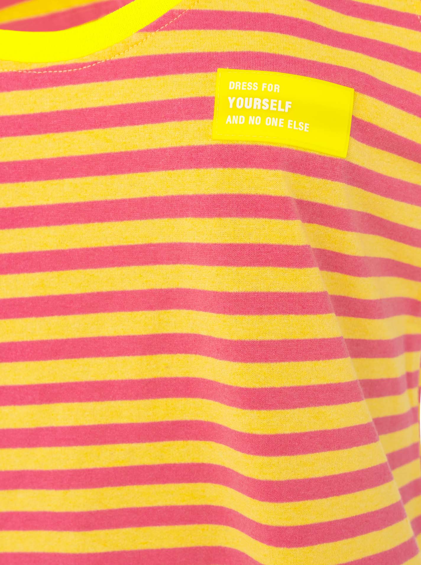 💕 Zwillingsherz Oversize Sweat Tank Top "Neon Stripes & Patch" Gelb-Pink
