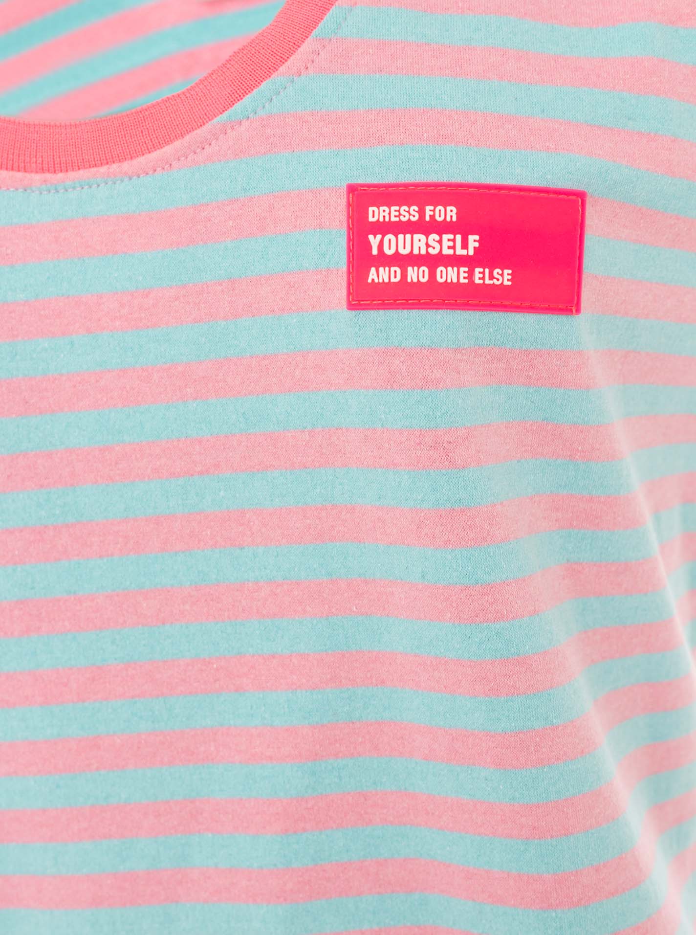 💕 Zwillingsherz Oversize Sweat Tank Top "Neon Stripes & Patch" Türkis-Rosa