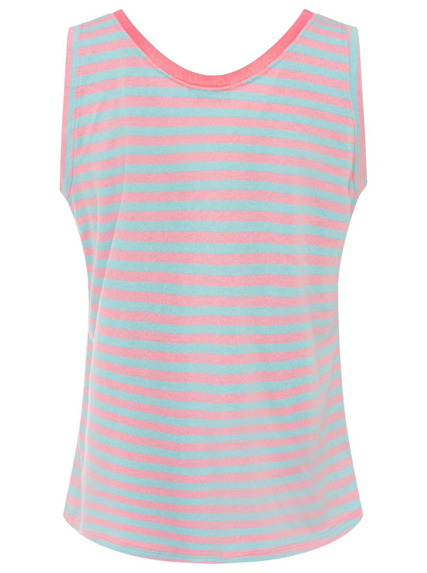 💕 Zwillingsherz Oversize Sweat Tank Top "Neon Stripes & Patch" Türkis-Rosa