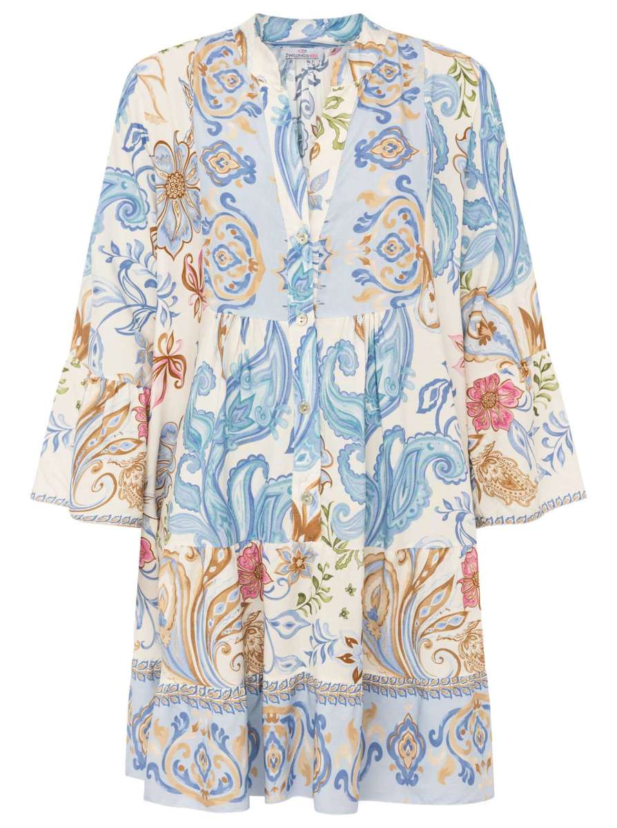 💕 Zwillingsherz Kleid Viskose "The Summer Paisley" Hellblau