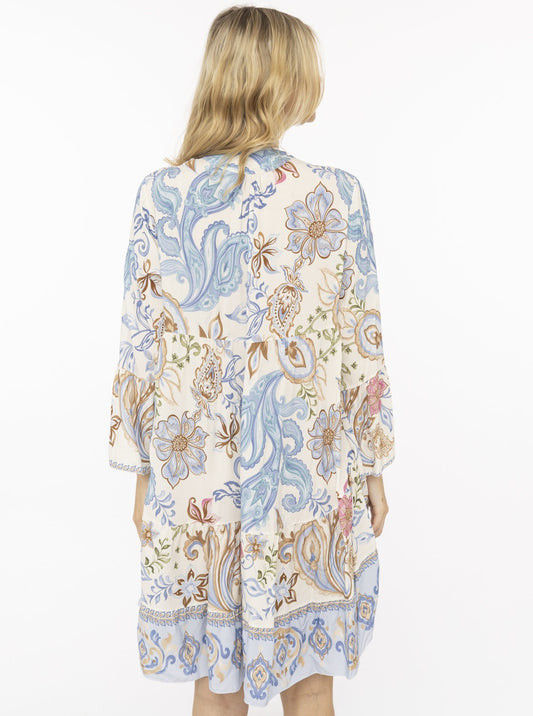 💕 Zwillingsherz Kleid Viskose "The Summer Paisley" Hellblau