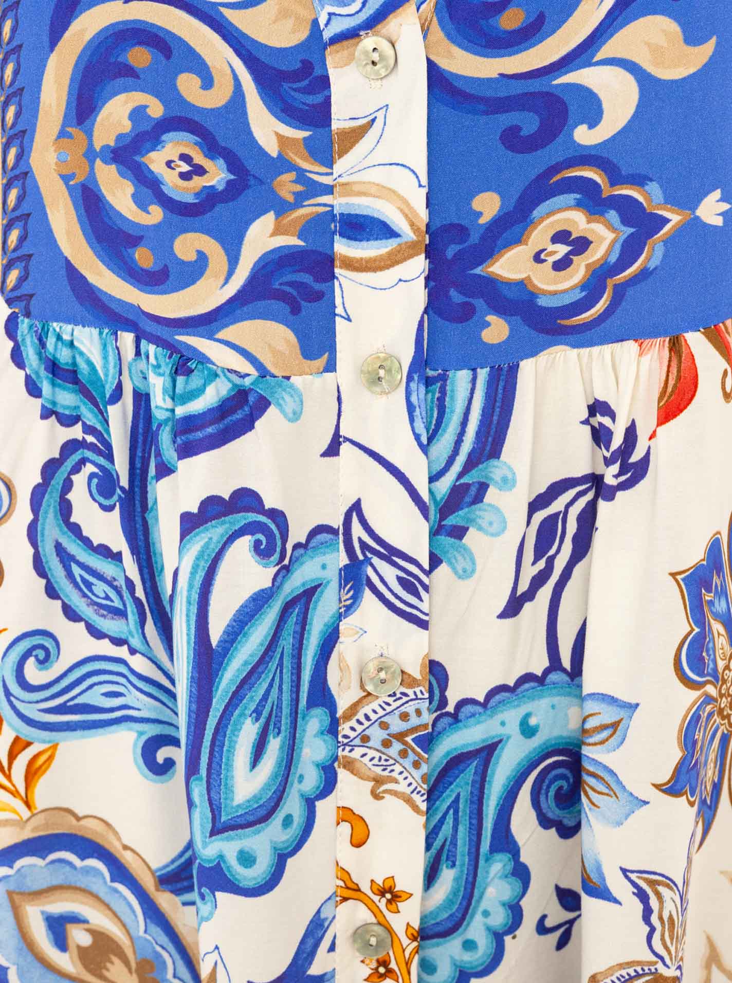 💕 Zwillingsherz Kleid Viskose "The Summer Paisley" Blau
