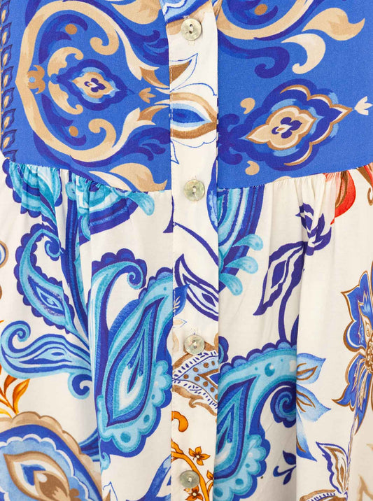 💕 Zwillingsherz Kleid Viskose "The Summer Paisley" Blau