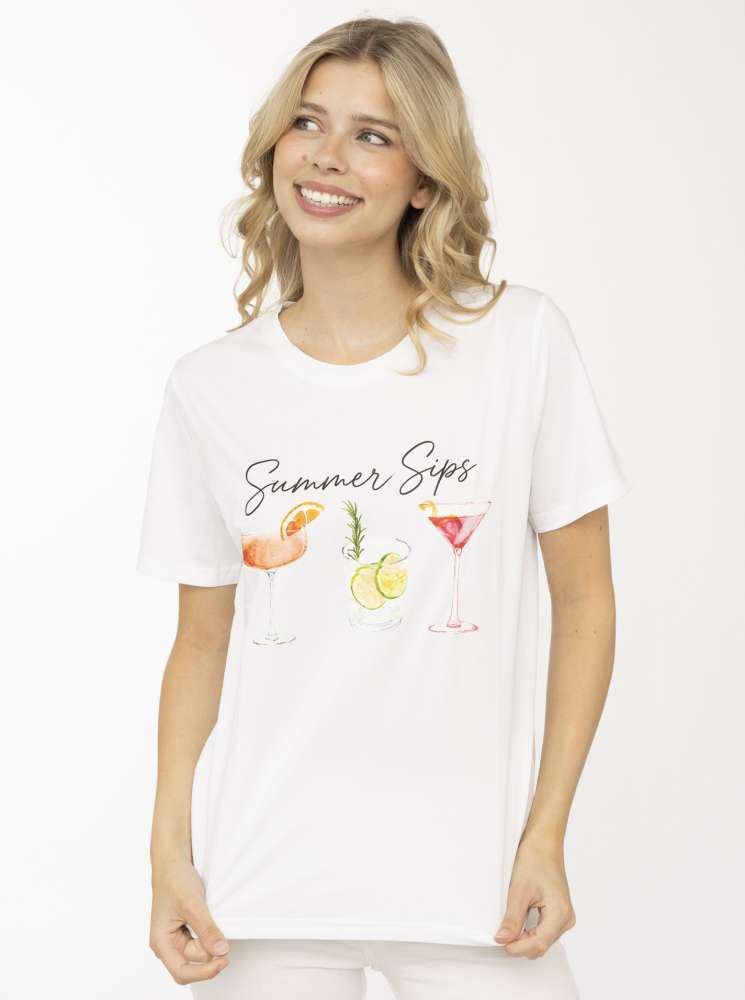 💕 Zwillingsherz Shirt "Summer Sips" Weiß